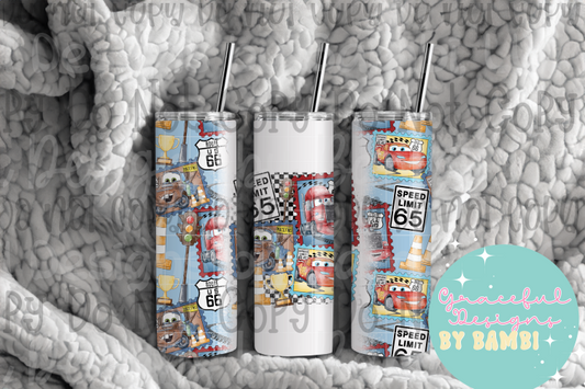 20oz Tall Skinny Sublimation Cars and Frames Tumbler