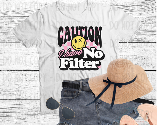 Caution No Filter Pink Checkered
