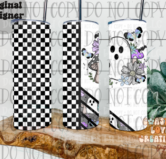 Checkered and Spooky Ghost 20oz Skinny Sublimation Tumbler