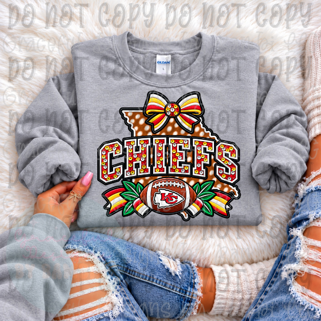 Faux Embroidery Sequin Polka Dot States Football Collection
