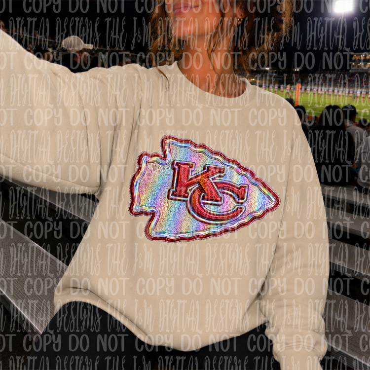 Faux Holographic Mascot Logo Football Collection