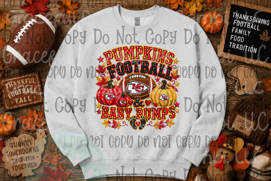 Faux Embroidery/Sequin Fall Football and Baby Bumps Collection