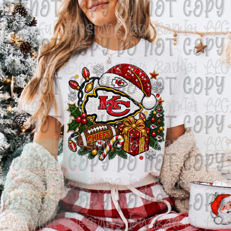 Faux Embroidery/Sequin Christmas Football Collection