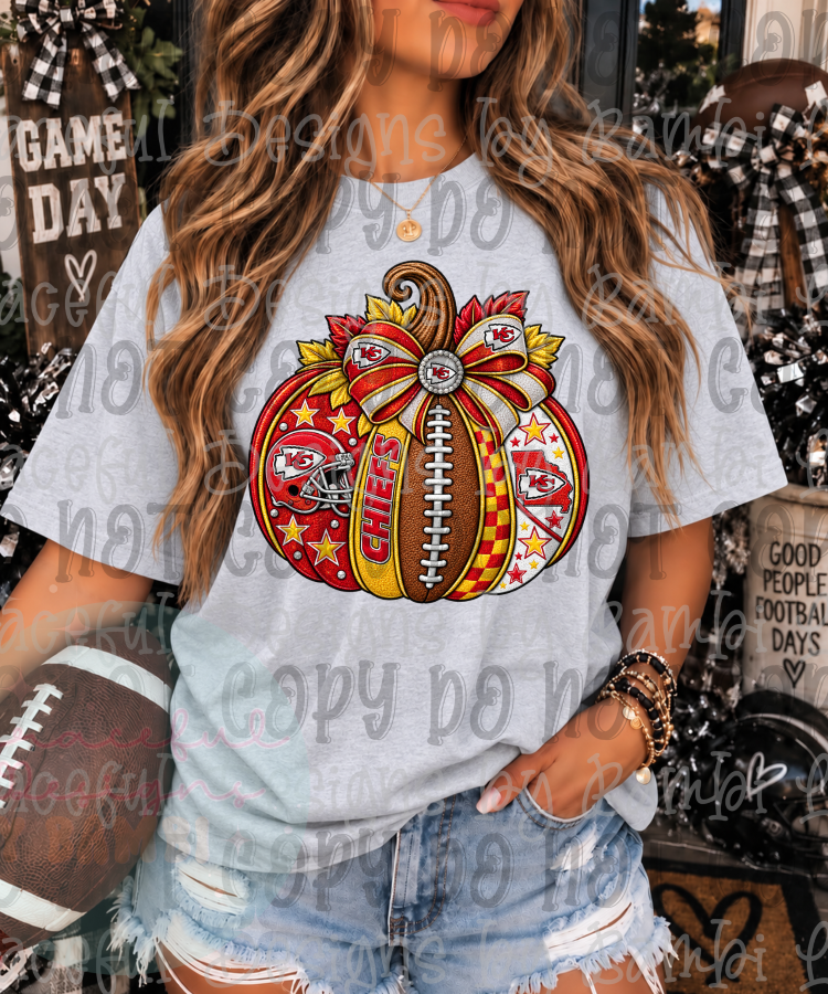 Faux Embroidery Football Pumpkin Collection