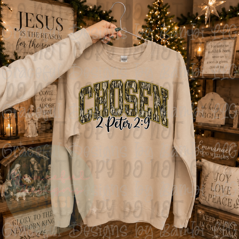 Faux Embroidery Camo Faith Words Collection