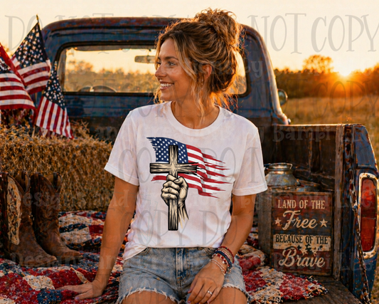 Christian Cross American Flag