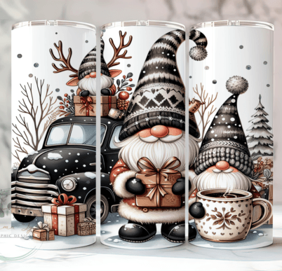 Christmas Truck Gnomes 20 oz Skinny Sublimation Tumbler