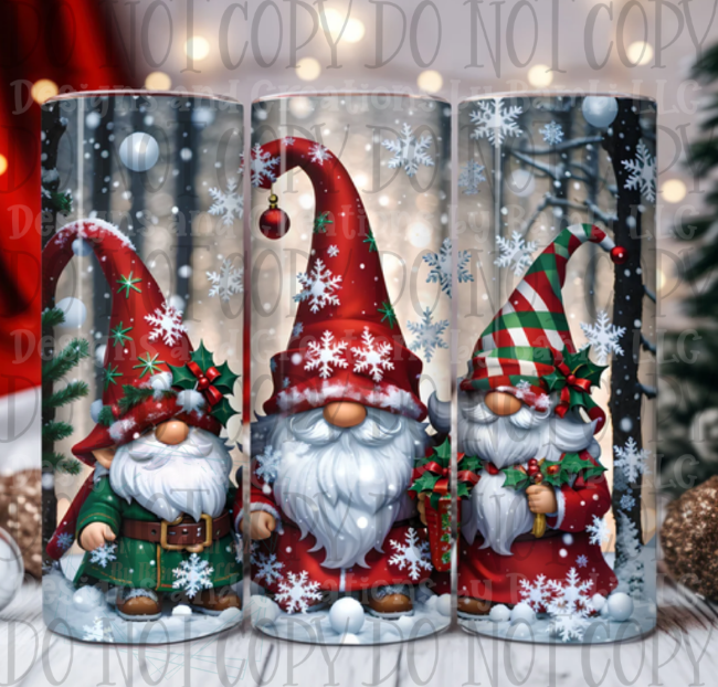 Christmas Gnome 20oz Skinny Sublimation Tumbler