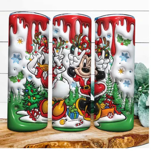 Christmas Mouse and Duck Inflated20 oz Skinny Sublimation Tumbler