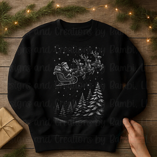 Christmas Scene White Print