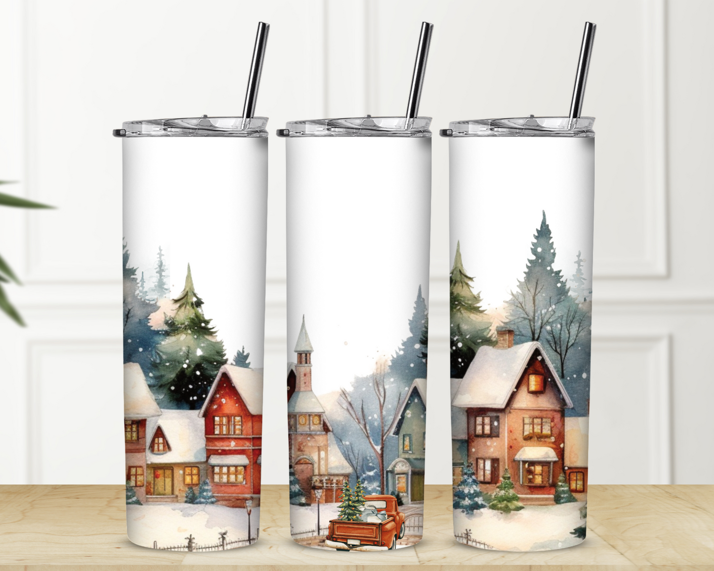 Christmas Villages 20 oz Skinny Sublimation Tumbler