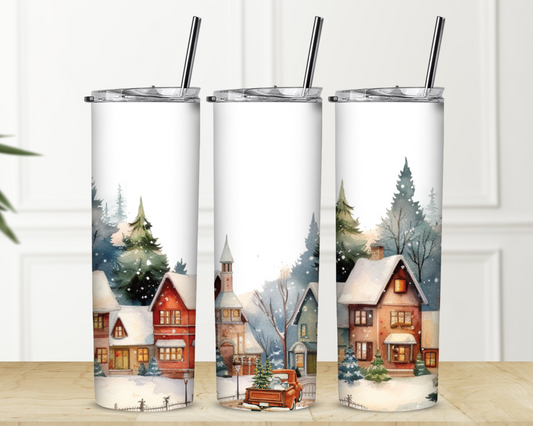 Christmas Villages 20 oz Skinny Sublimation Tumbler