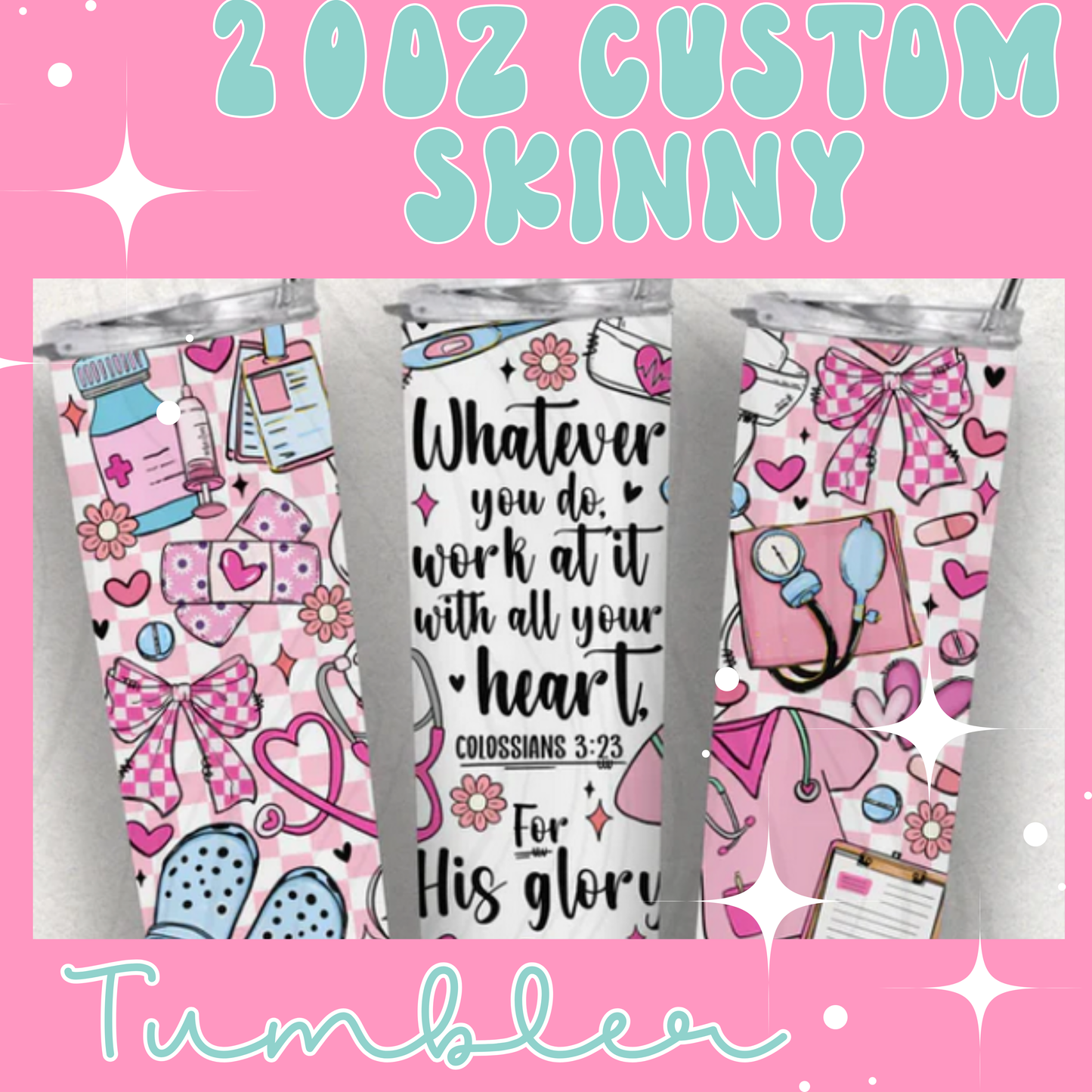 Adult Custom 20 oz Skinny Sublimation Tumbler