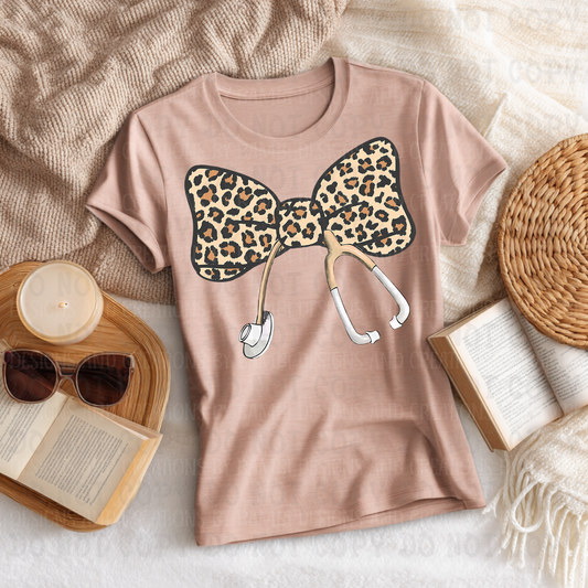 Coquette Bow Stethoscope Leopard Nurse