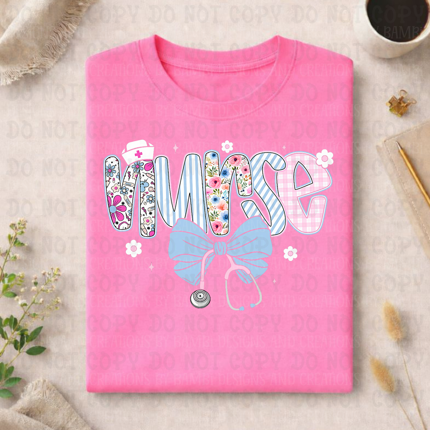 Coquette Preppy Floral Gingham Nurse