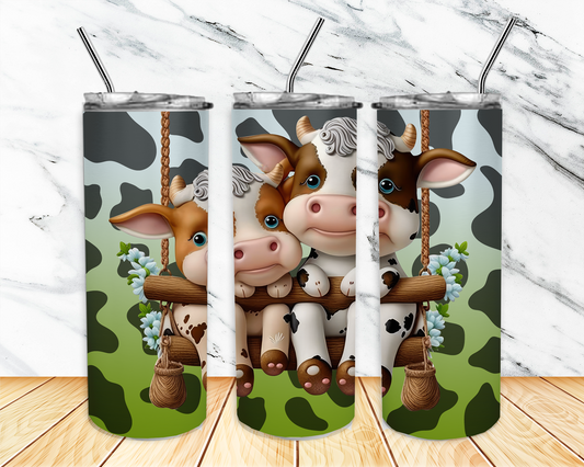 Couple of Cows Swinging 20 oz Skinny Sublimation Tumbler