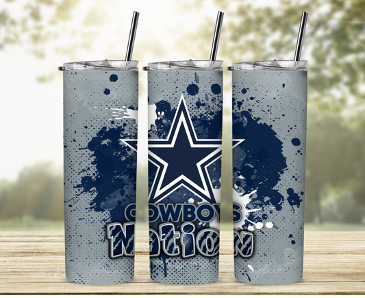 Cowboys Nation 20 oz Skinny Sublimation Tumbler