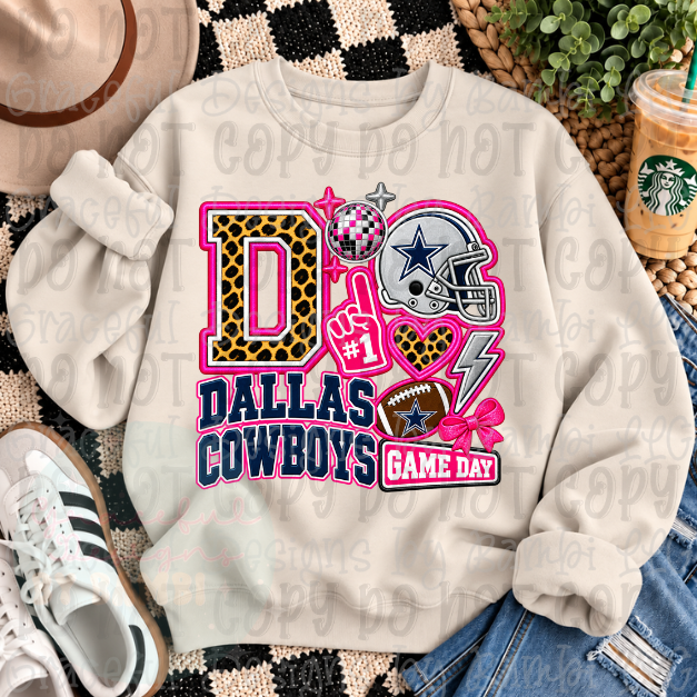 Faux Embroidered Leopard Team Letter with Helmet Football Collection