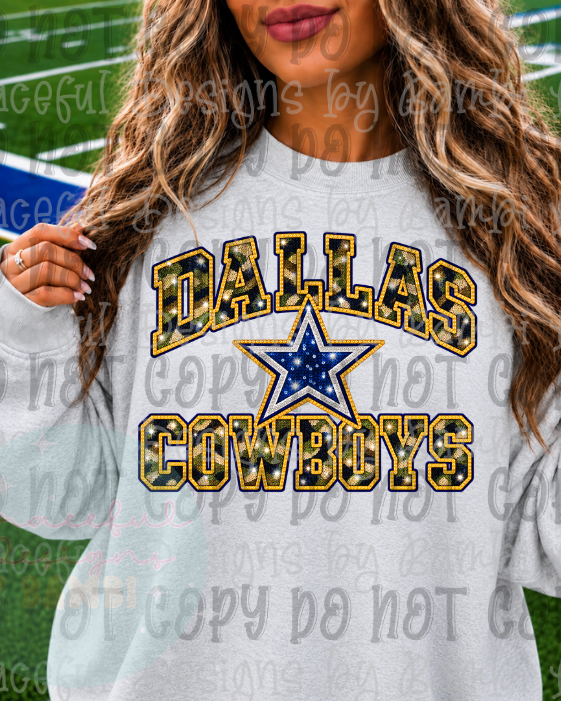 Faux Embroidery Mosaic-Camo Football Teams and Logo Collection
