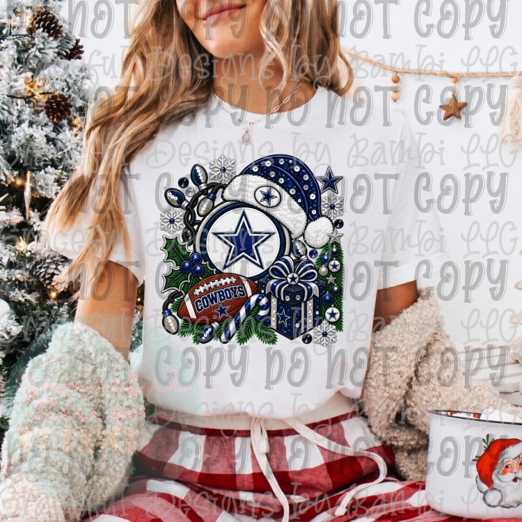 Faux Embroidery/Sequin Christmas Football Collection