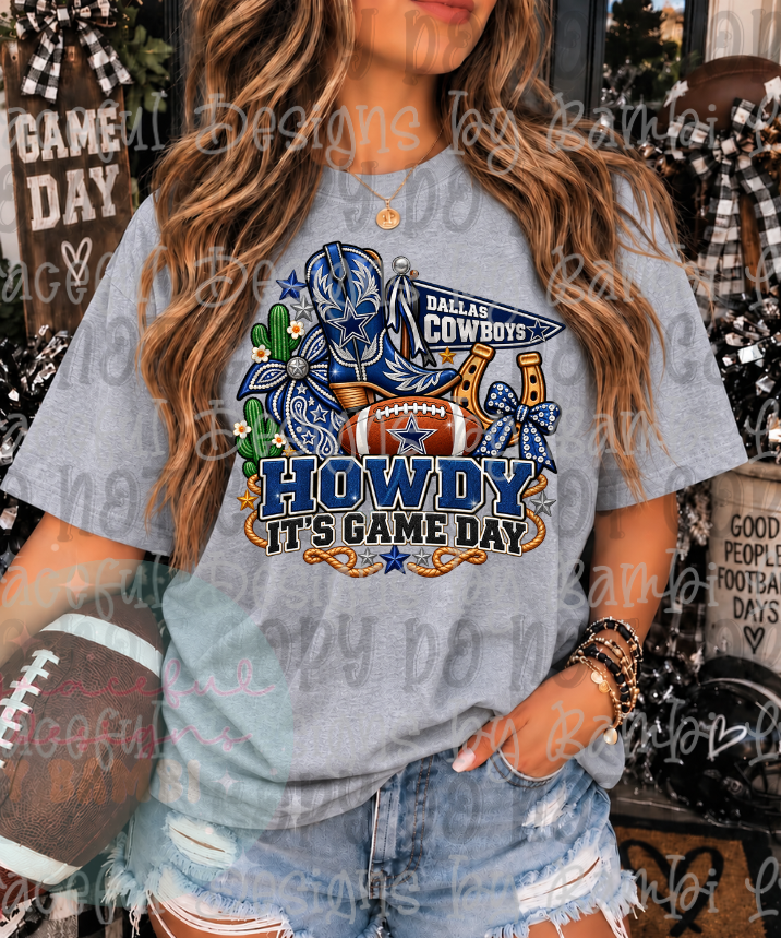 Faux Embroidery It's Game Day with Boot Football Collection