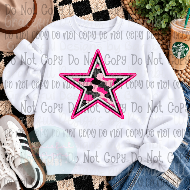 Faux Embroidered Pink Camo Mascot Football Collection Version 1
