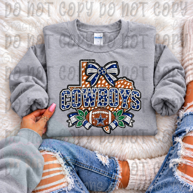 Faux Embroidery Sequin Polka Dot States Football Collection