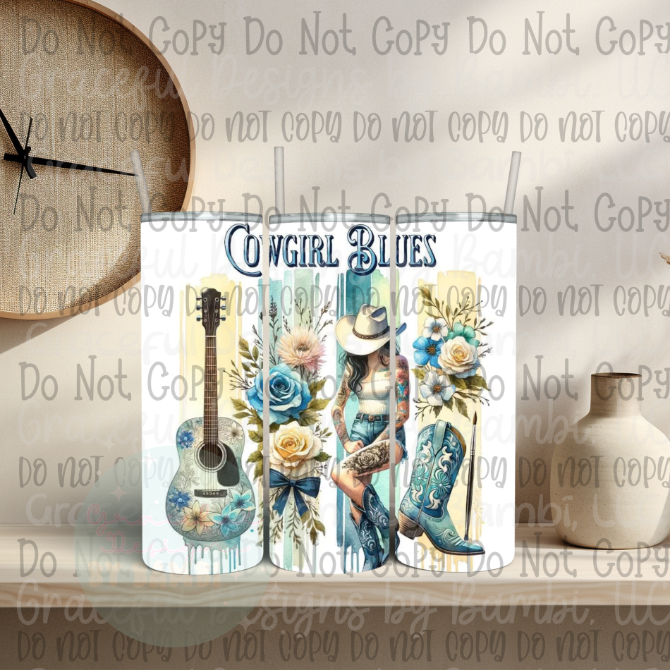 Cowgirl Blues 20oz Skinny Sublimation Tumbler