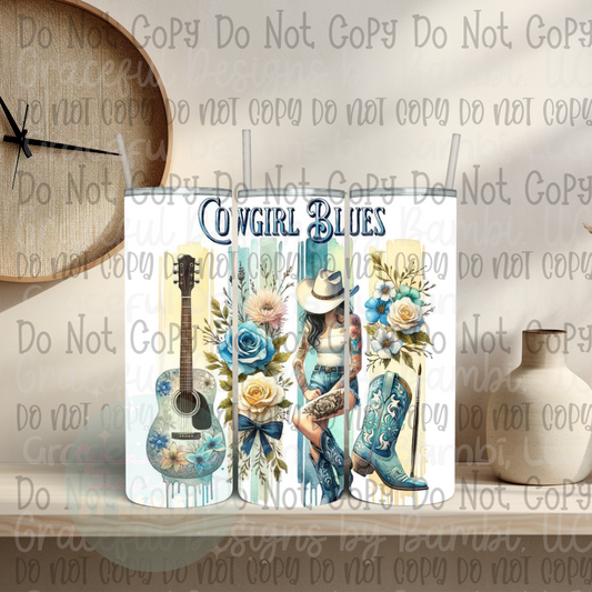 Cowgirl Blues 20oz Skinny Sublimation Tumbler