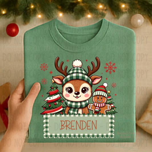 Custom Personalized Boy Reindeer with Gingerbread