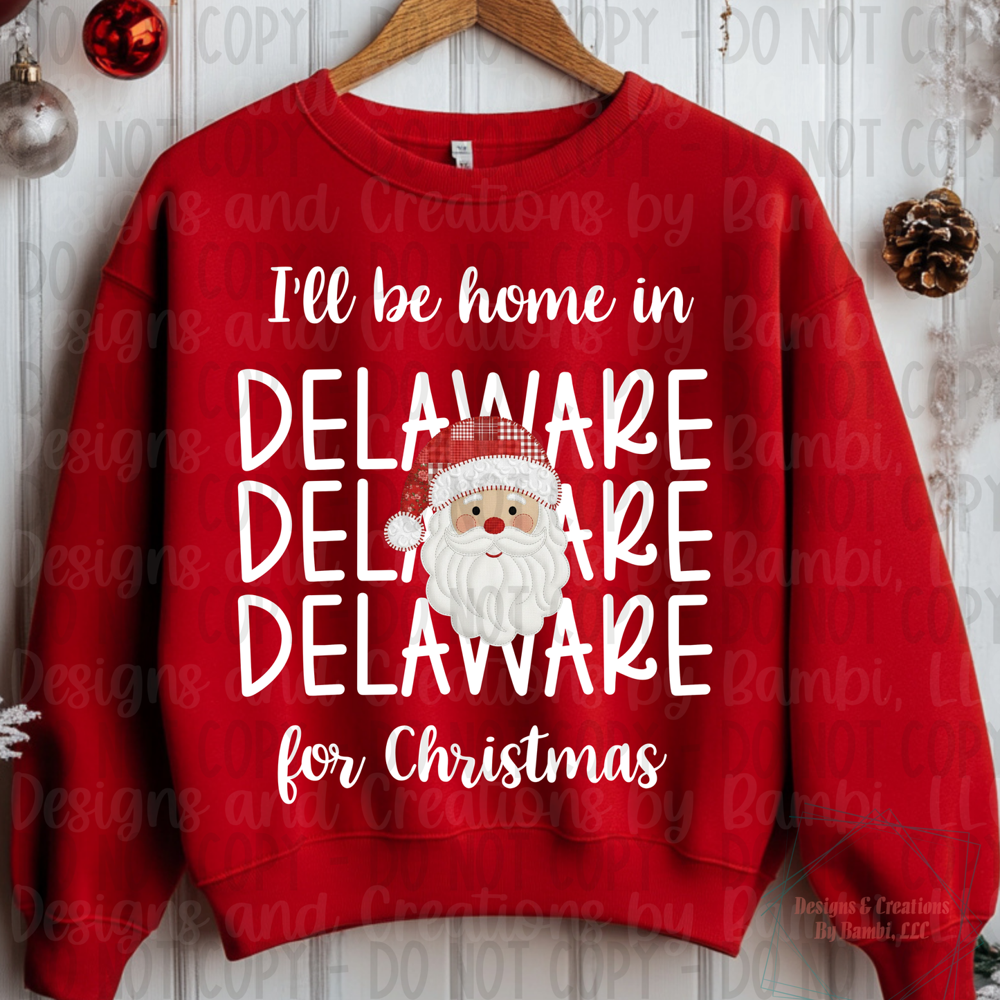 I'll Be Home in States Santa Face with White Font Digital Bundle