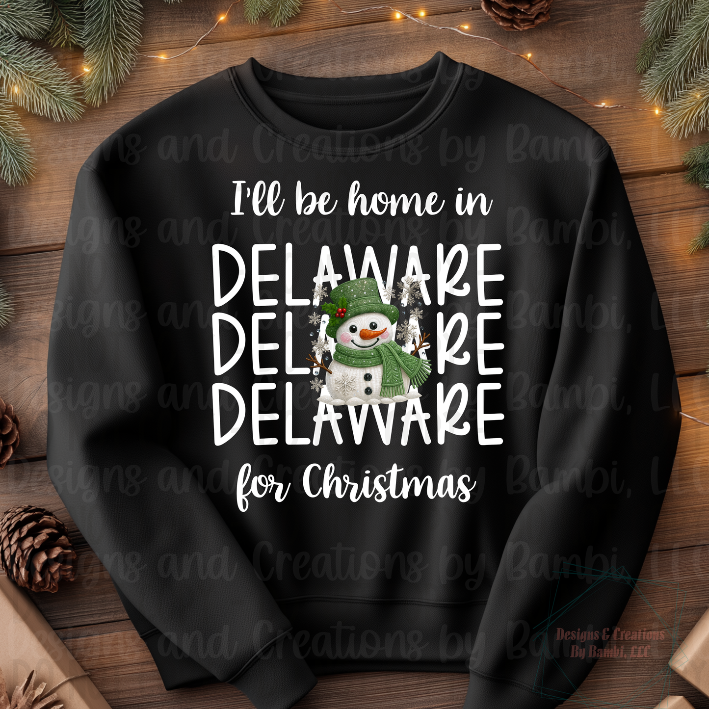 I'll Be Home in States Sage Snowman with White Font Collection