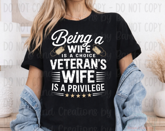 Distressed White Font Being a Wife Veteran's Wife