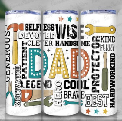 Dad- Legend-Hero-Brave 20 oz Skinny Sublimation Tumbler