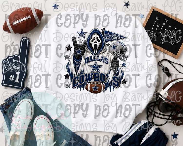 Faux Embroidery Spooky Football Collection