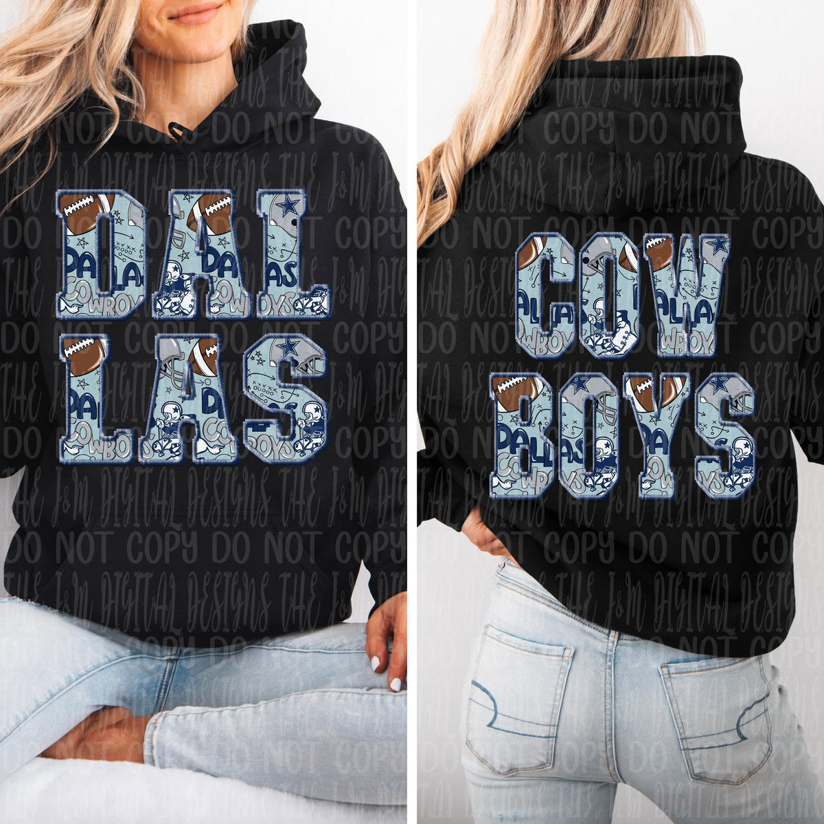 Faux Embroidery Football Names (Front/Back) Collection