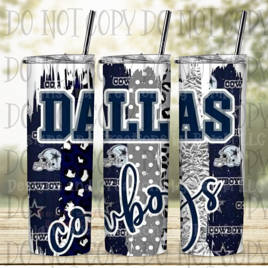 Dallas Cowboys Brushstrokes 20 oz Skinny Sublimation Tumbler