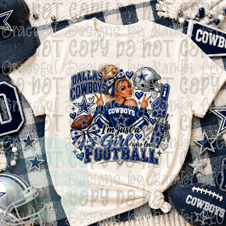 Faux Glitter Dallas Girl Who Loves Football
