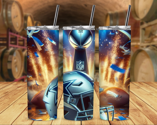 Dallas Cowboys and Helmet 20 oz Skinny Sublimation Tumbler