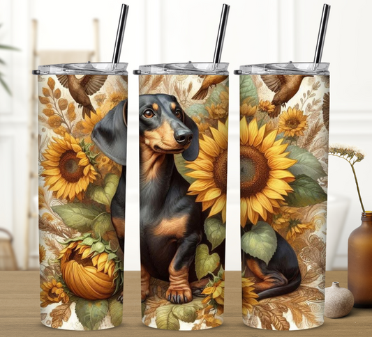 Datson Ducks Sunflowers 20 oz Skinny Sublimation Tumbler