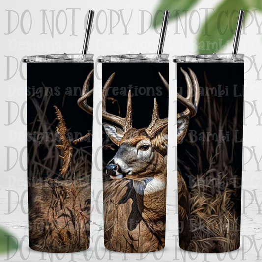 Deer in Woods 20 oz Skinny Sublimation Tumbler