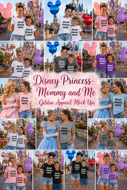 Disney Princess- Mommy and Me Gildan Apparel Mock Ups