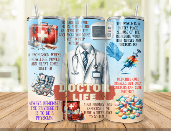 Doctor Life Essentials 20 oz Skinny Sublimation Tumbler