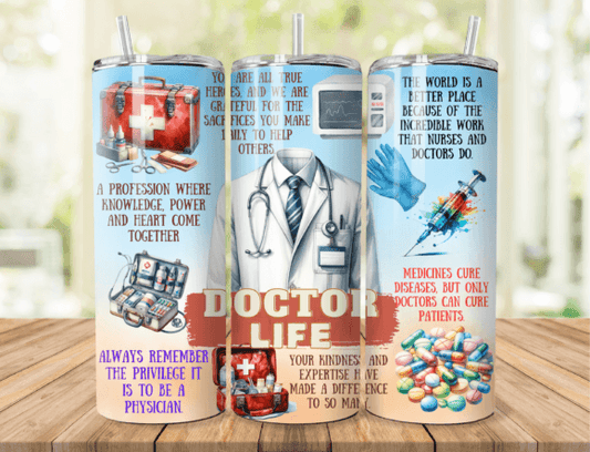Doctor Life Essentials 20 oz Skinny Sublimation Tumbler