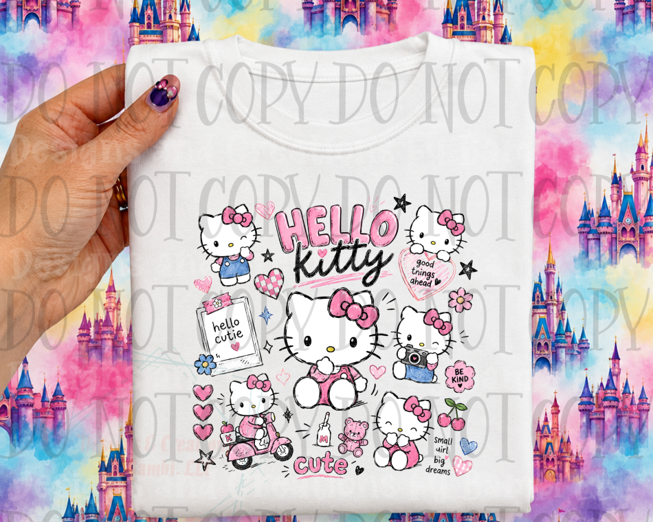 Faux Embroidery Doodle Hello Kitty