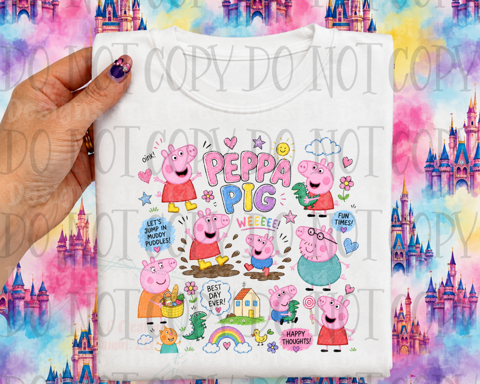 Faux Embroidery Doodle Peppa Pig