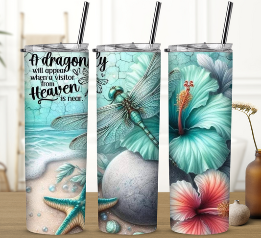Dragonfly Kiss From Heaven 20 oz Skinny Sublimation Tumbler