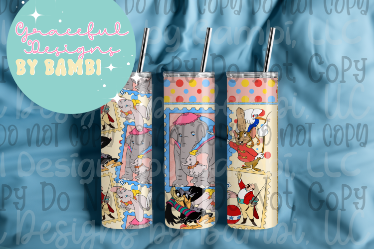 20oz Tall Skinny Sublimation Dumbo and Frames Tumbler