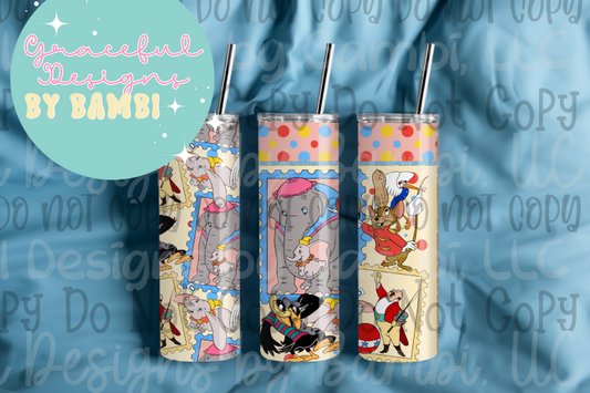 20oz Tall Skinny Sublimation Dumbo and Frames Tumbler