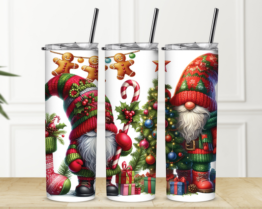 Duo Christmas Gnomes with Tree 20 oz Skinny Sublimation Tumbler